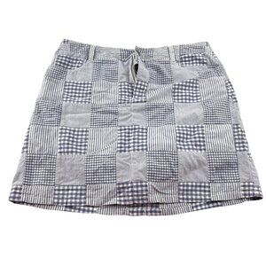 Croft & Barrow Women's Skort size 12 Patchwork Seersucker blue white Classic Fit